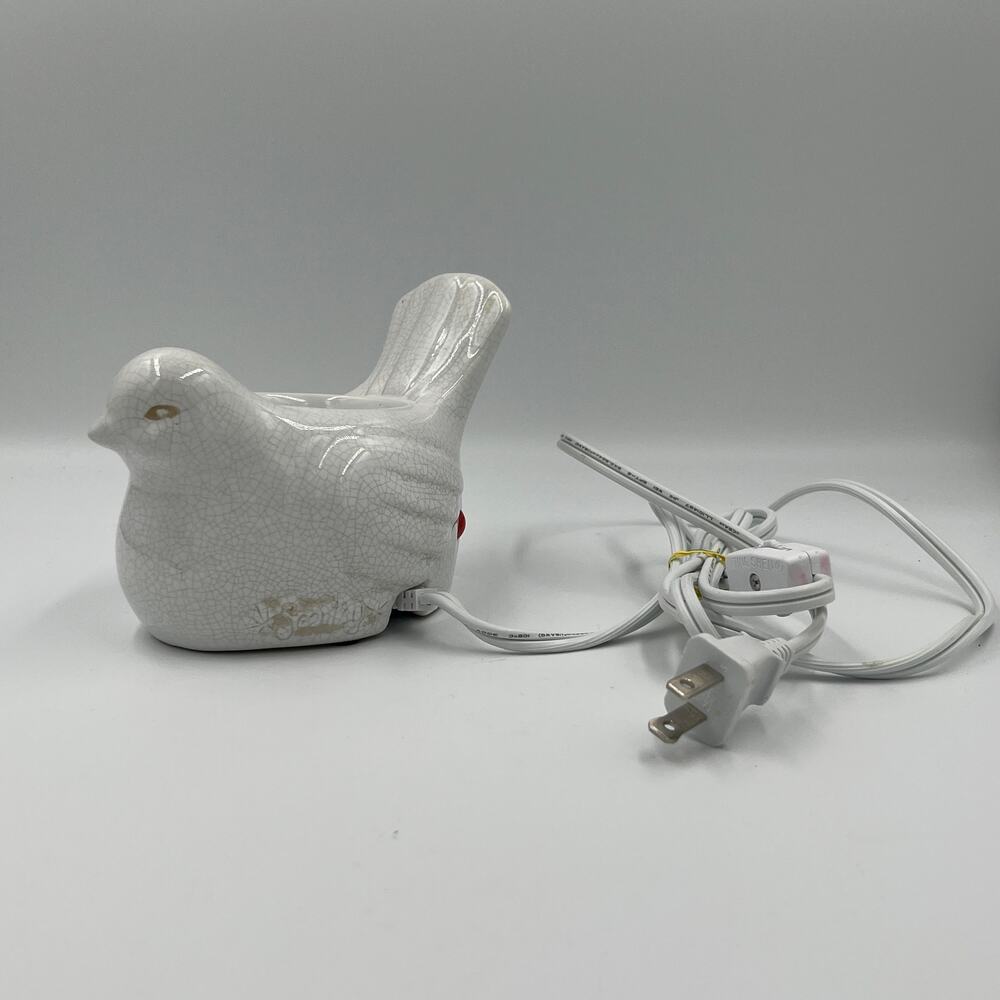 Scentsy Song Bird Wax Warmer White Crackle Finish